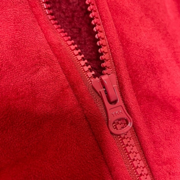 STYLE & Co. Red Faux Sherpa Paneled Zip Up Collared Jacket Size Large - Picture 7 of 10